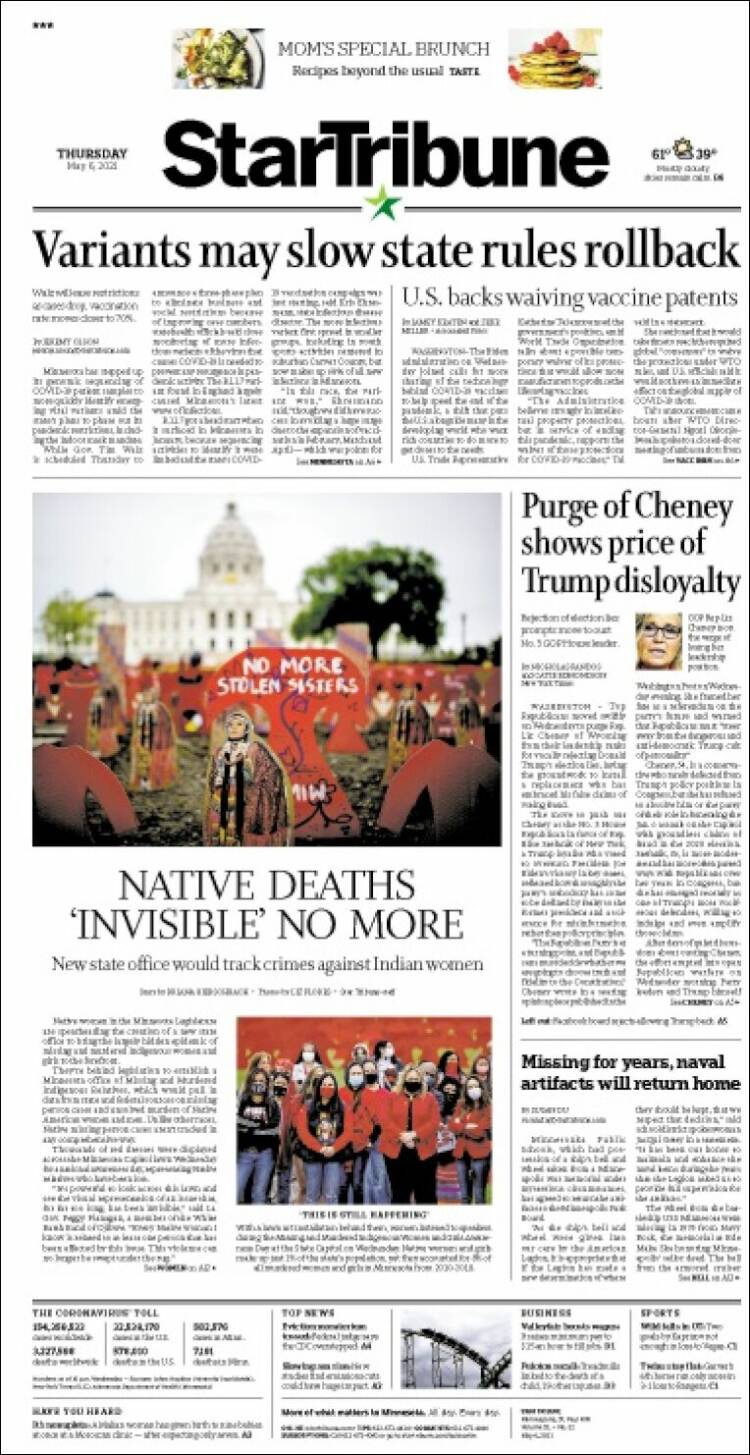 Portada de Star Tribune (USA)