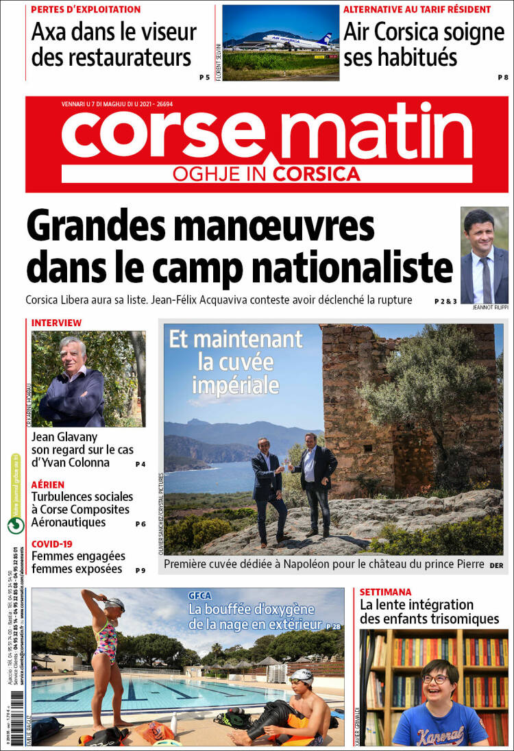 Portada de Corse-Matin (Francia)