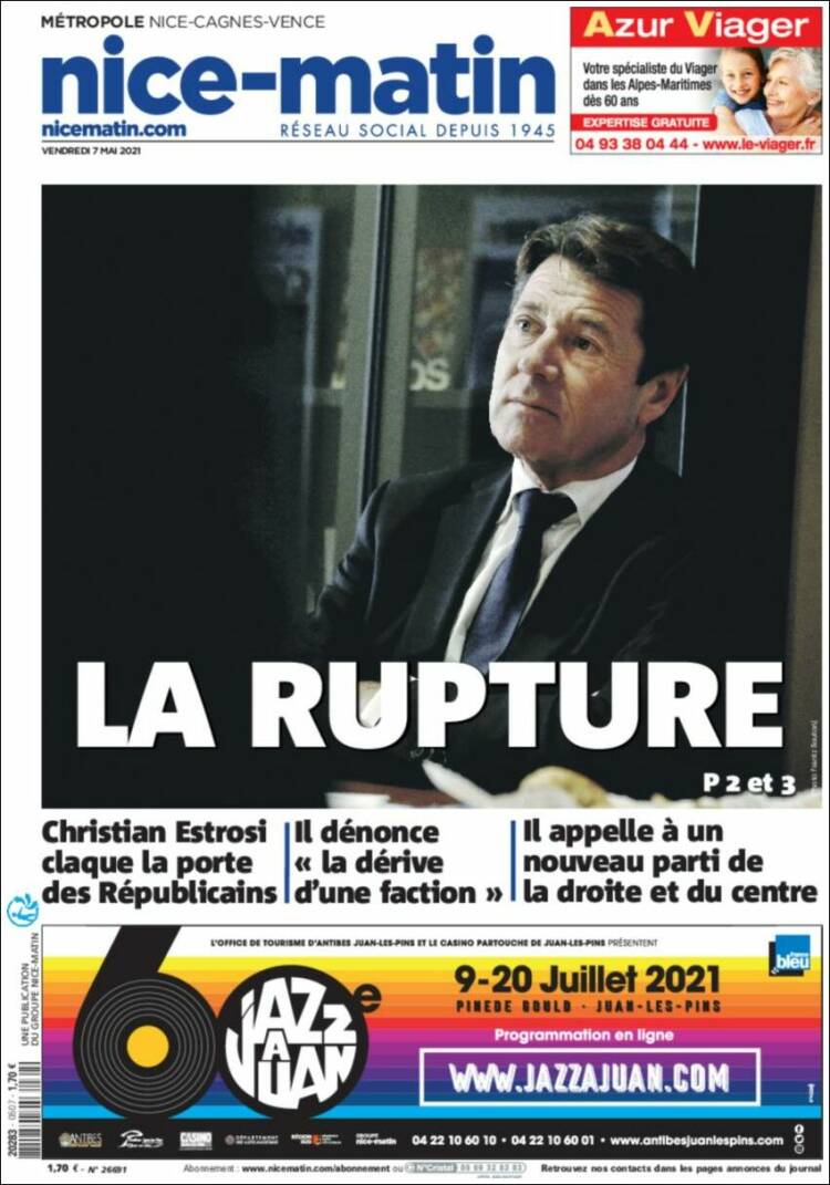 Portada de Nice-Matin (Francia)