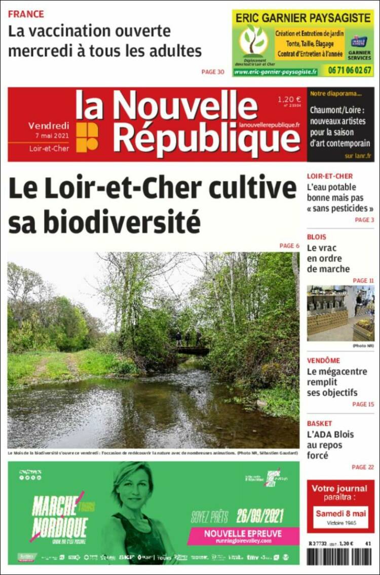 Portada de La Nouvelle Republique (Francia)