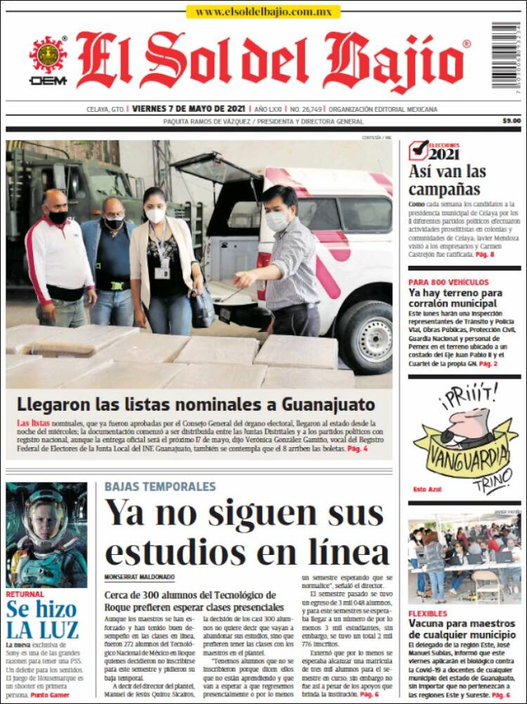 Portada de El Sol del Bajio (México)