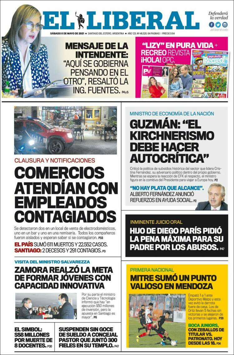 Portada de Diario El Liberal (Argentina)