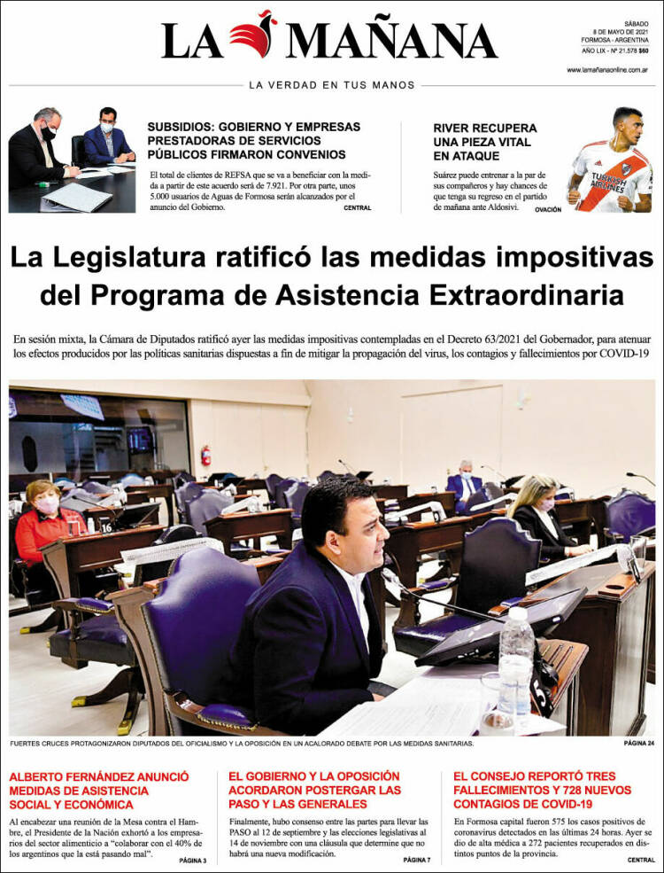 Portada de Diario La Mañana (Argentina)