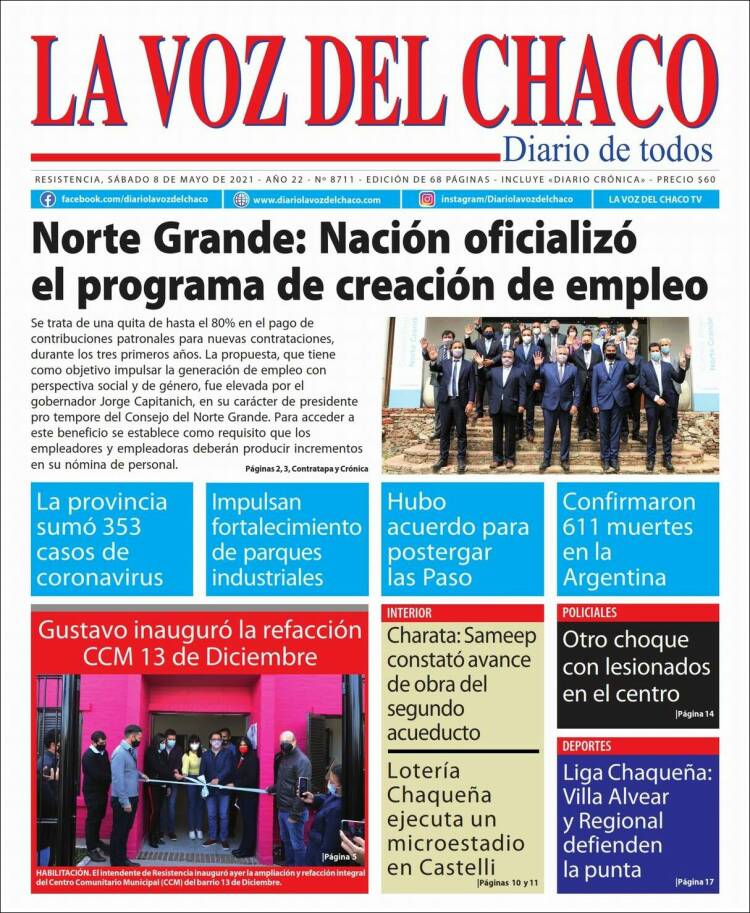 Portada de La Voz del Chaco (Argentina)