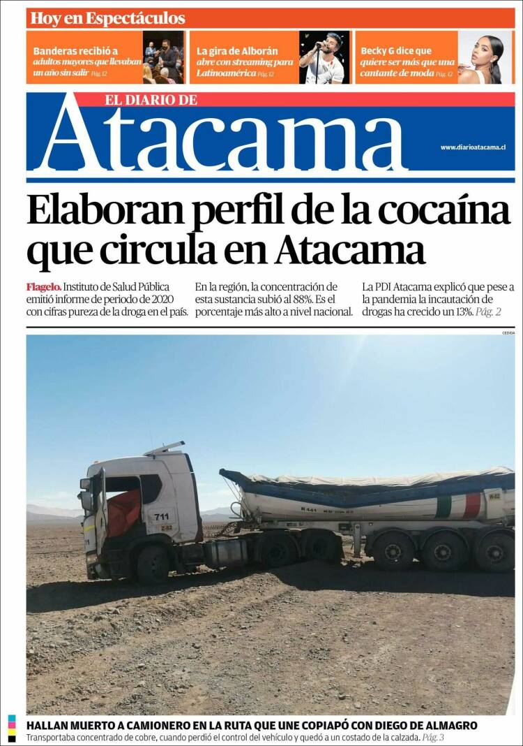 Portada de Diario de Atacama (Chile)