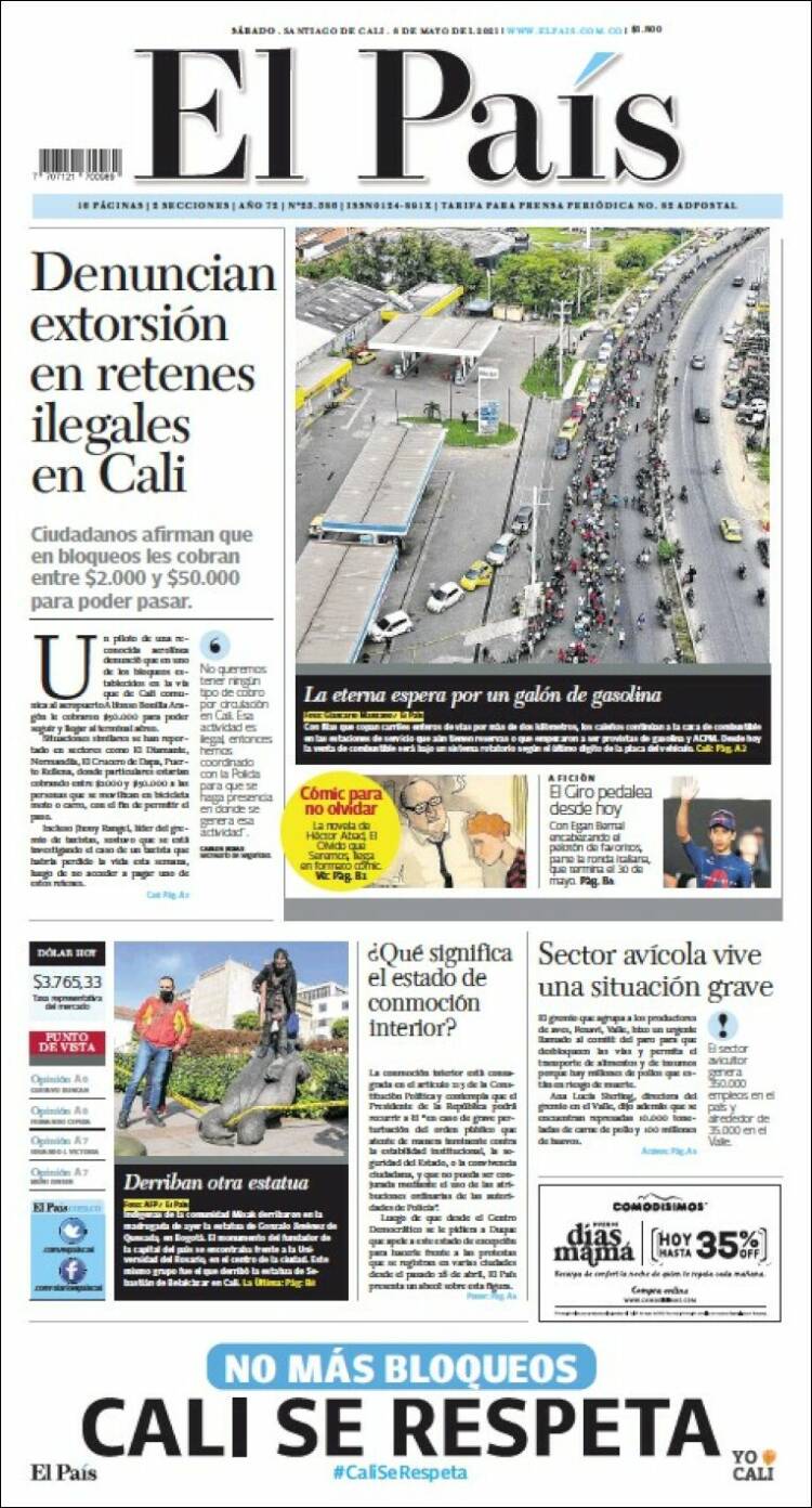 Portada de El País - Cali (Colombia)