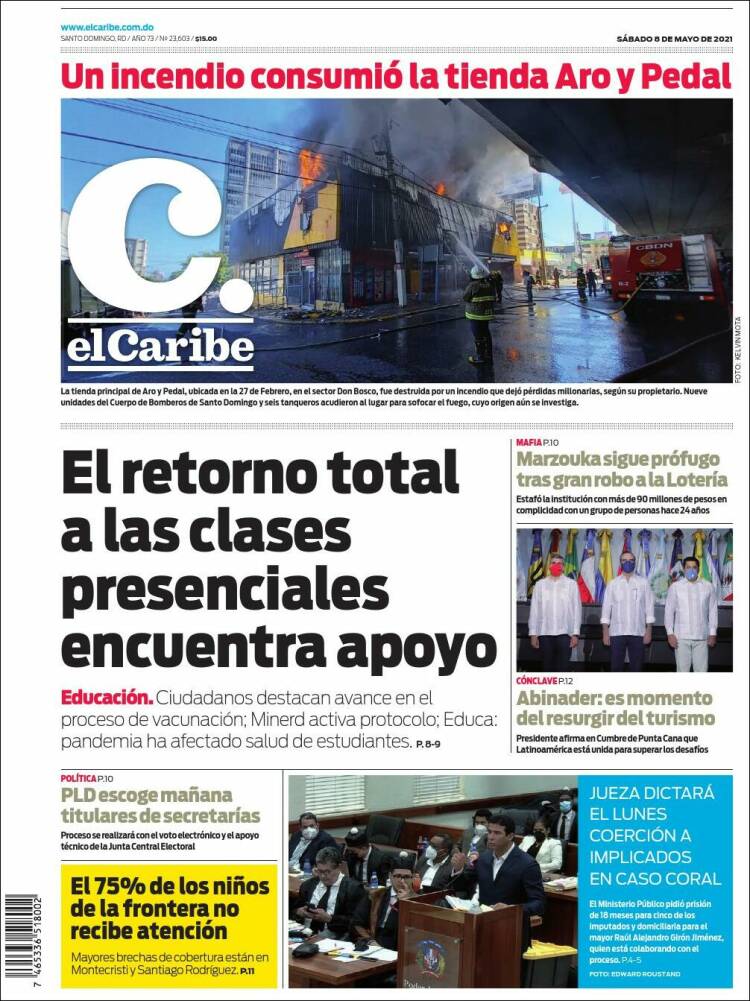 Portada de El Caribe (R. Dominicana)