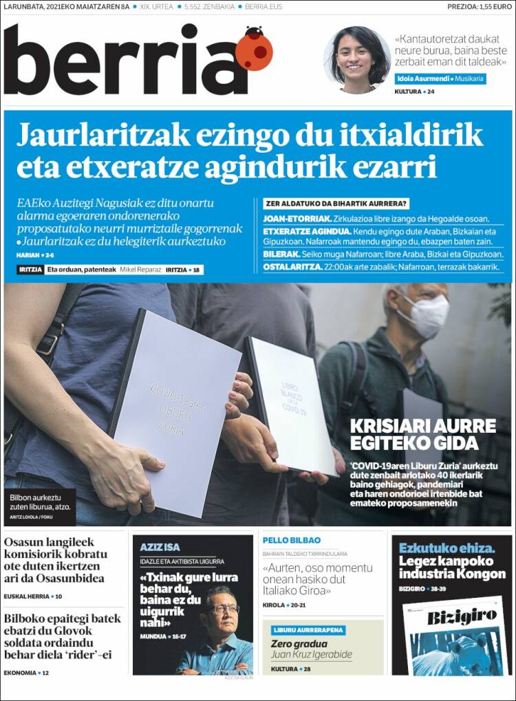 Portada de Berria (Espa&ntilde;a)