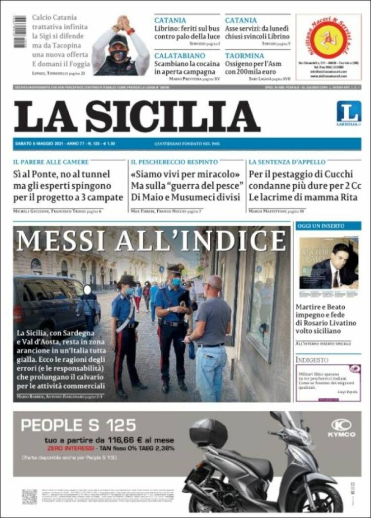 Portada de La Sicilia (Italia)