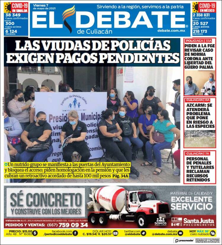 Portada de El Debate de Culiacán (México)