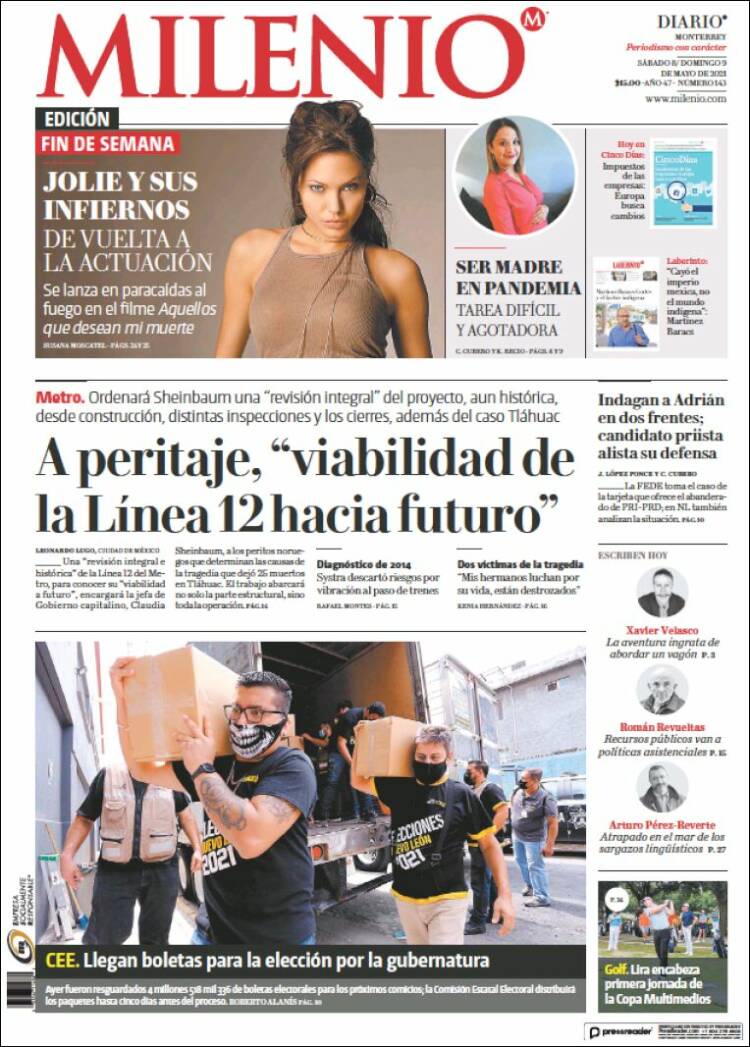 Portada de Milenio de Monterrey (México)