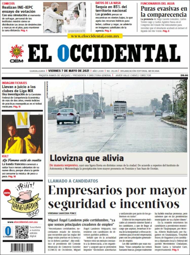 Portada de El Occidental (México)