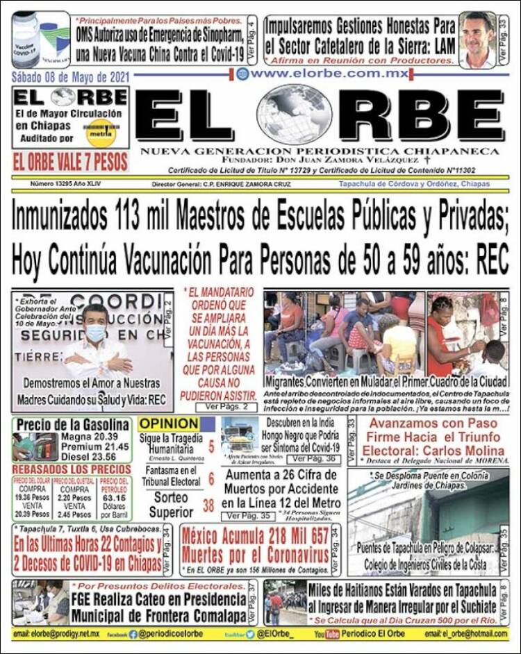 Portada de El Orbe (México)