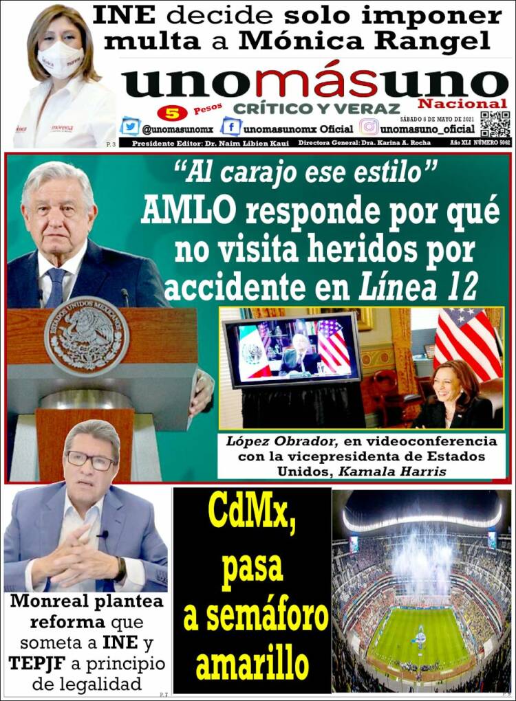 Portada de unomásuno (México)