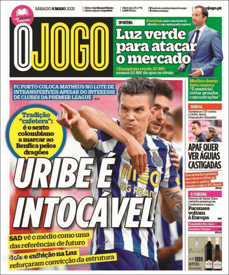 Portada de O Jogo (Portugal)