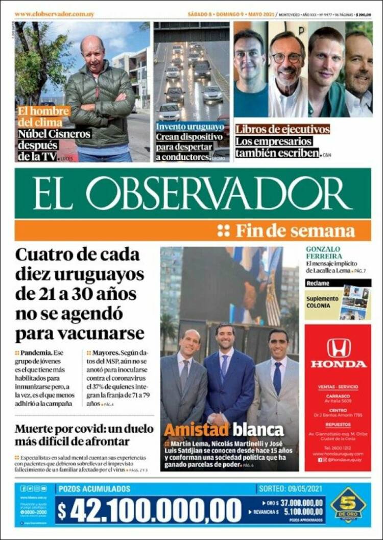 Portada de El Observador (Uruguay)