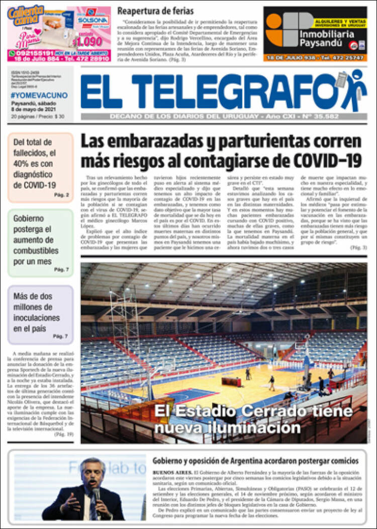Portada de El Telégrafo (Uruguay)