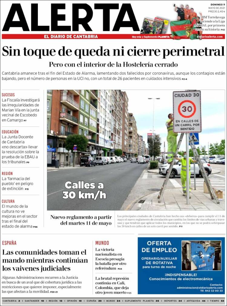 Portada de Alerta - El Diario de Cantabria (Spain)