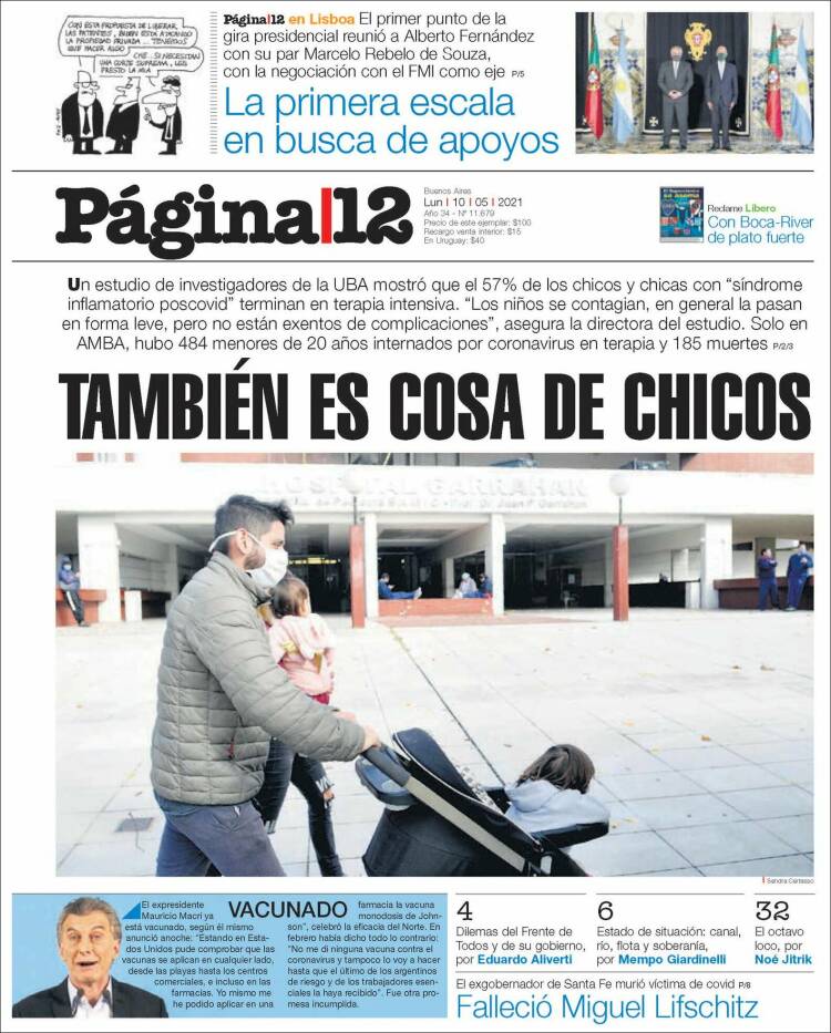 Portada de Página/12 (Argentina)