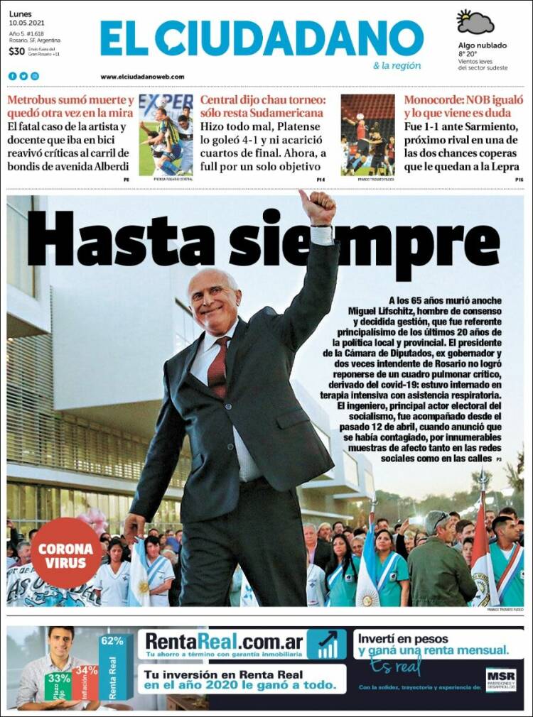 Portada de Diario El Ciudadano (Argentina)