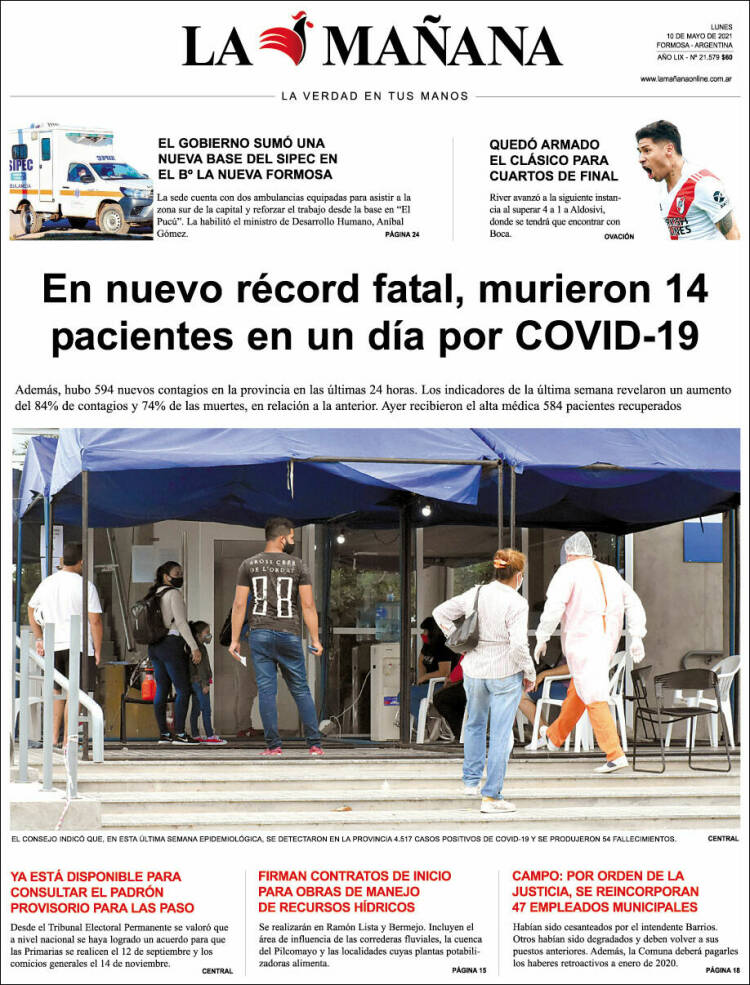 Portada de Diario La Mañana (Argentina)