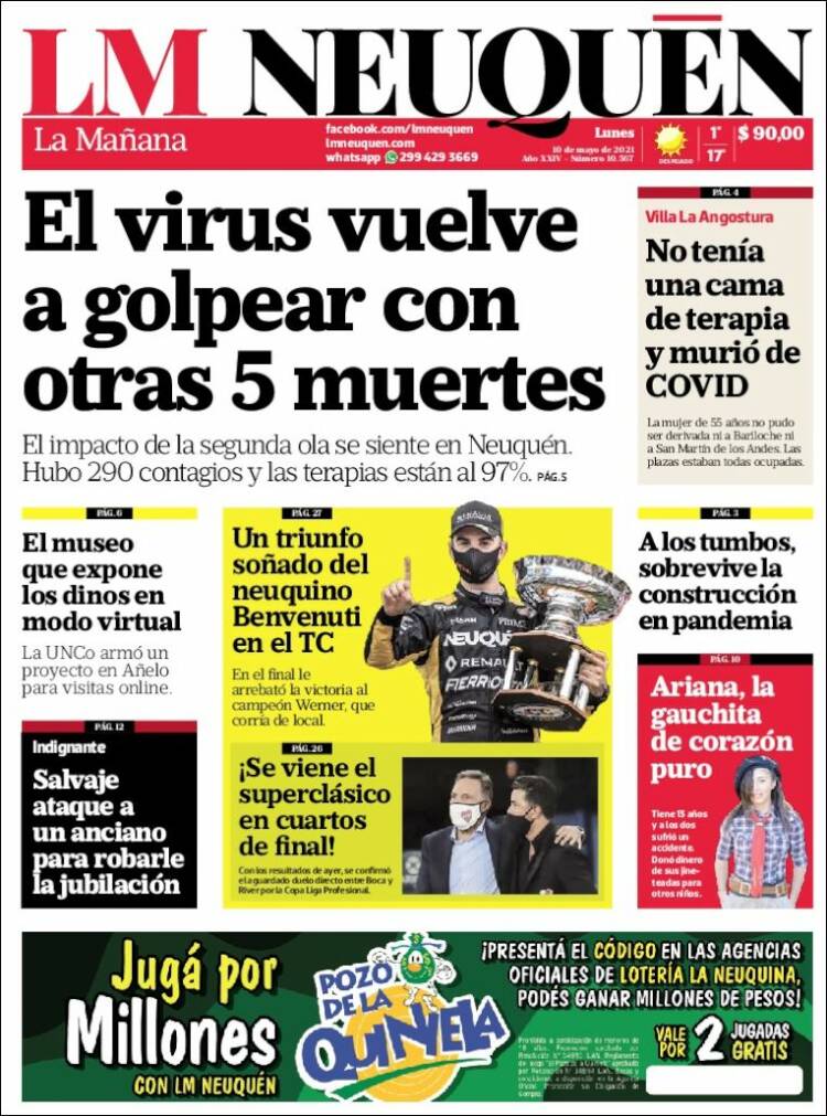 Portada de La Mañanade Neuquén (Argentina)