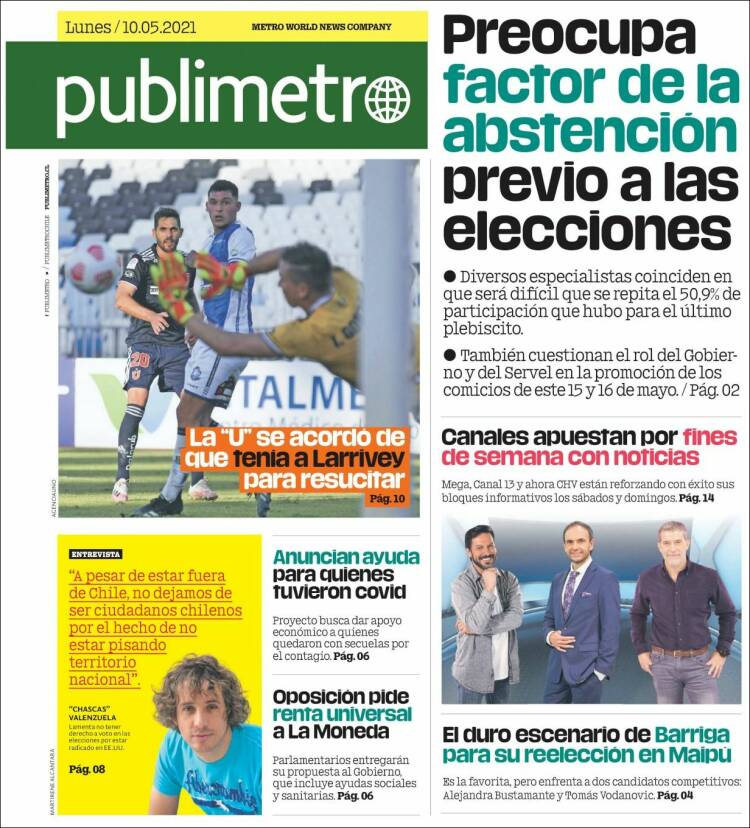 Portada de Publimetro (Chile)