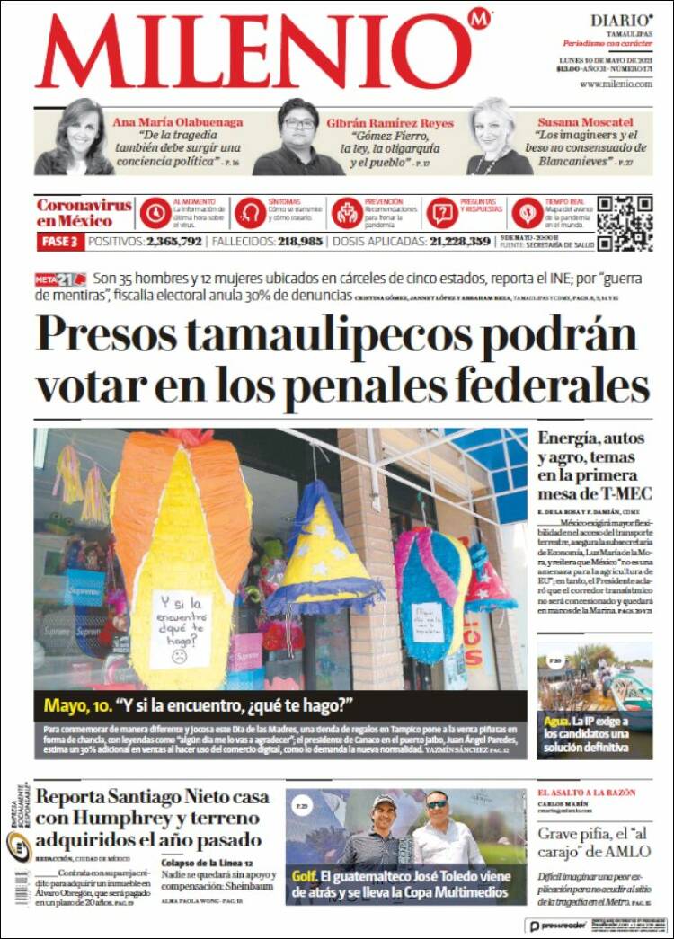 Portada de Milenio - Tamaulipas (M&eacute;xico)