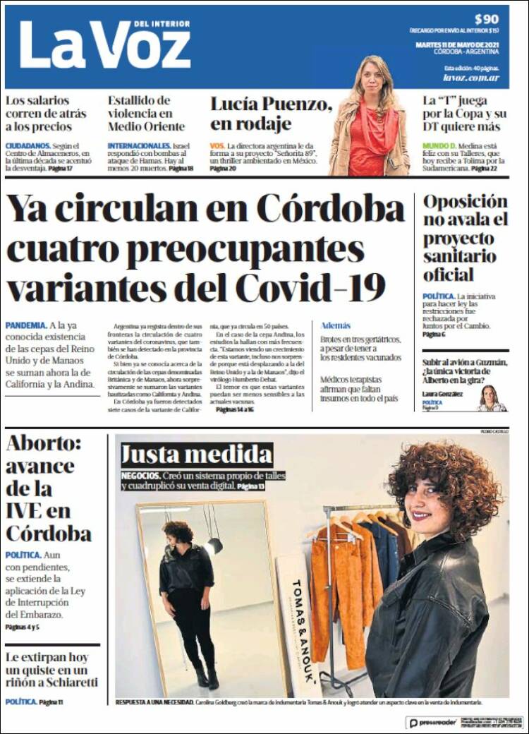Portada de La Voz del Interior (Argentina)
