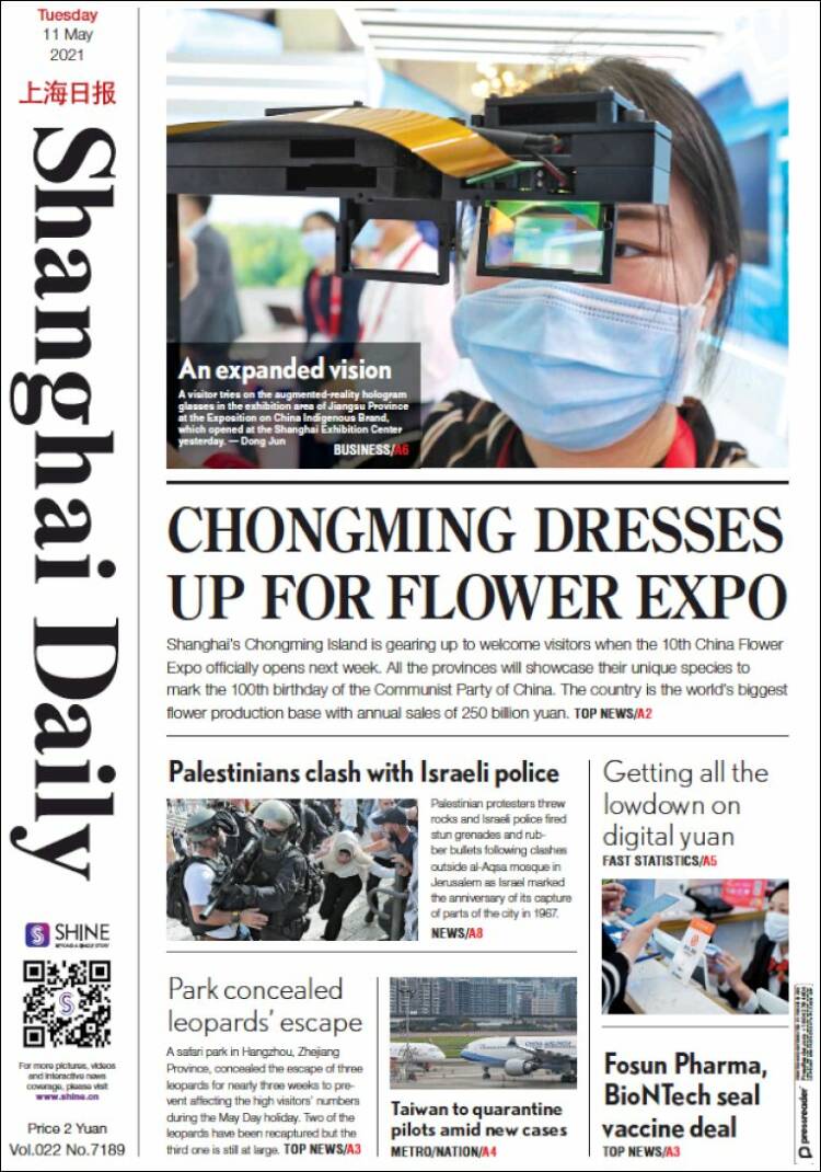 Portada de Shanghai Daily (China)