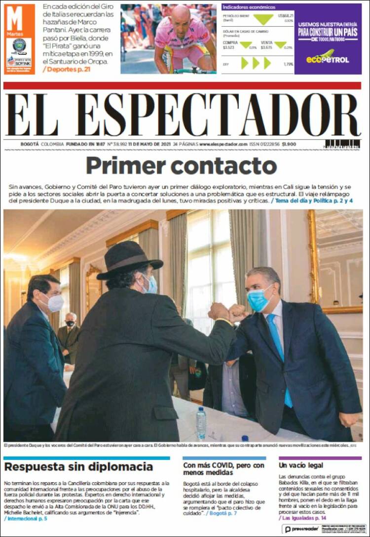 Portada de El Espectador (Colombia)