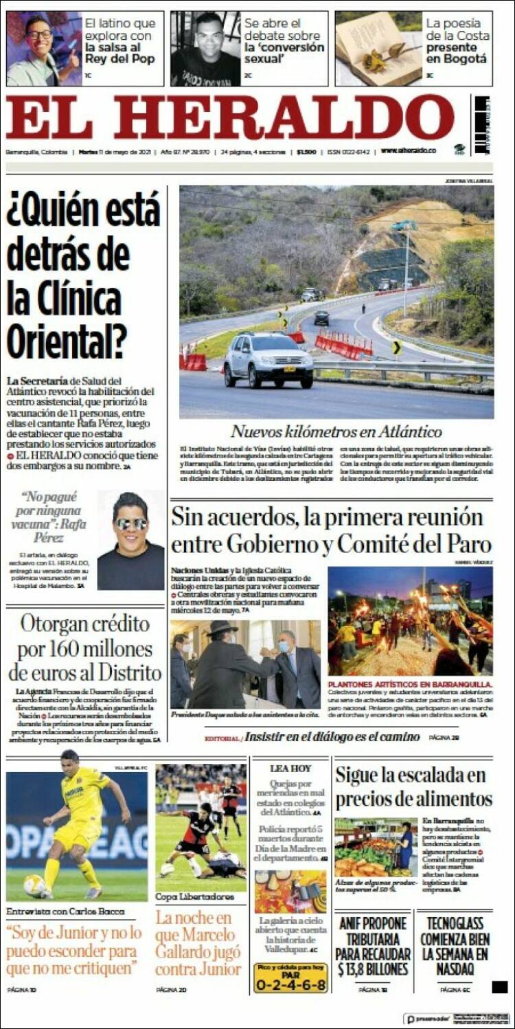 Portada de El Heraldo (Colombia)