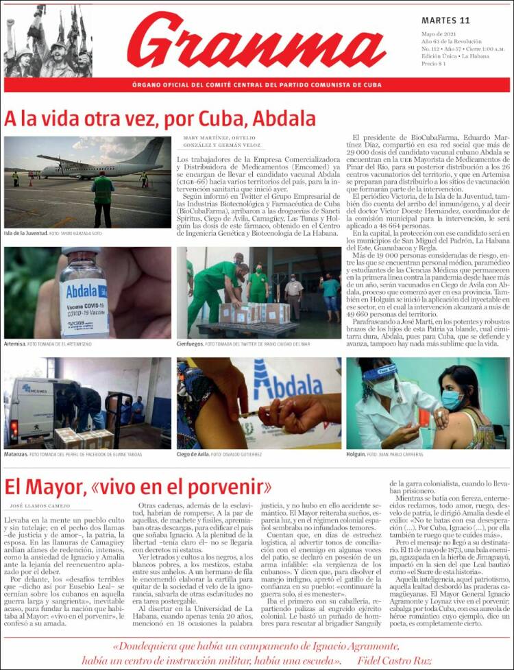 Portada de Granma (Cuba)