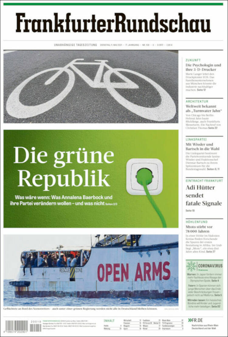 Portada de Frankfurter Rundschau (Alemania)