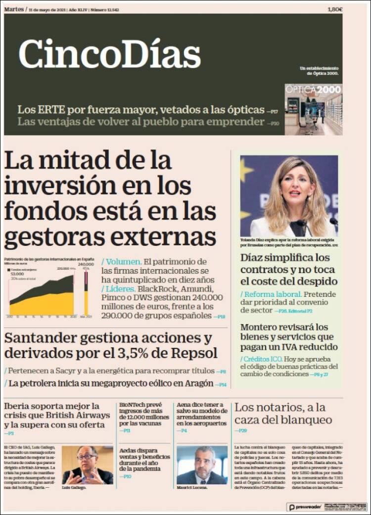 Portada de Cinco Días (Espa&ntilde;a)