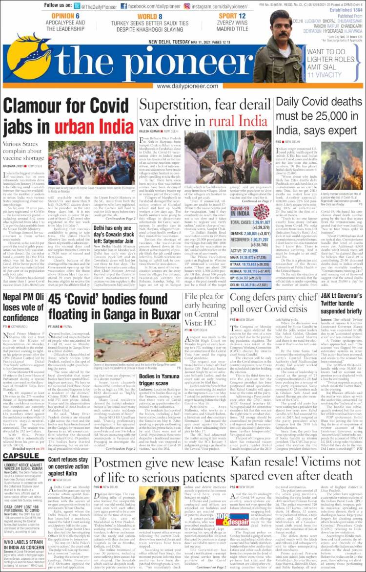 Portada de The Pioneer (India)