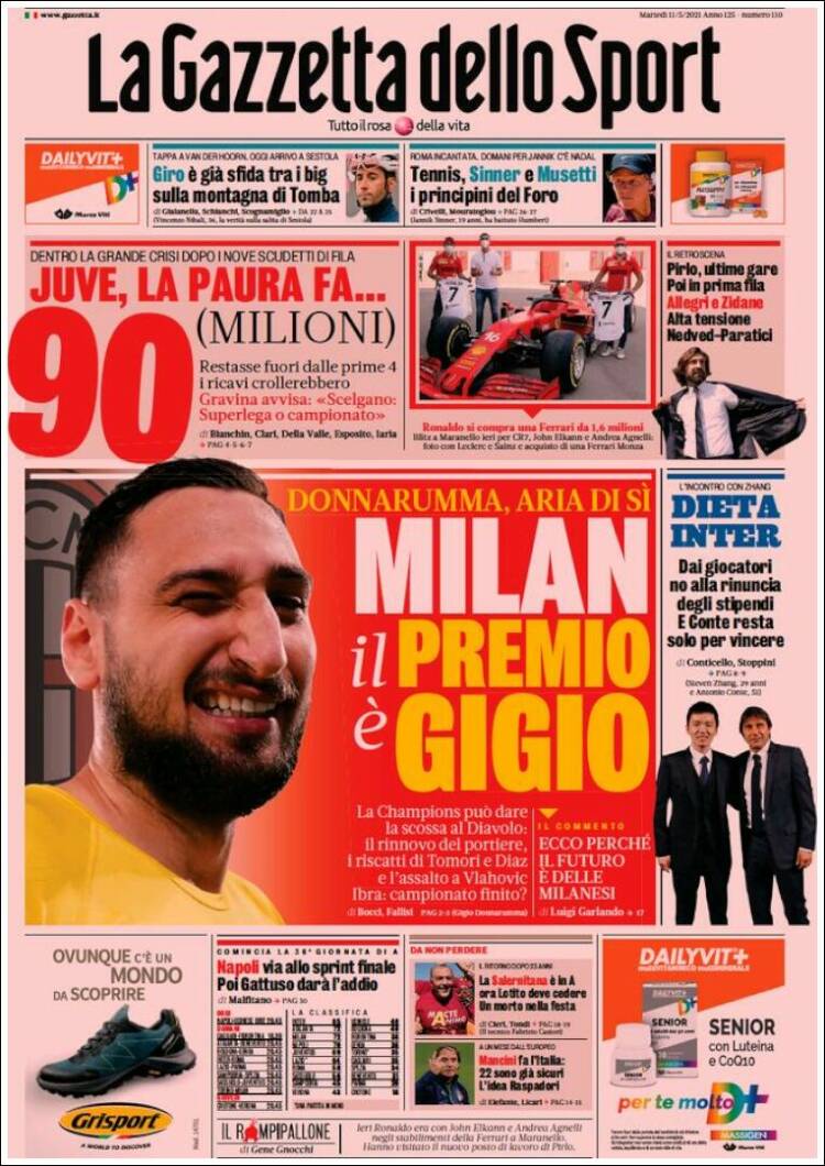 Portada de La Gazzetta dello Sport (Italia)