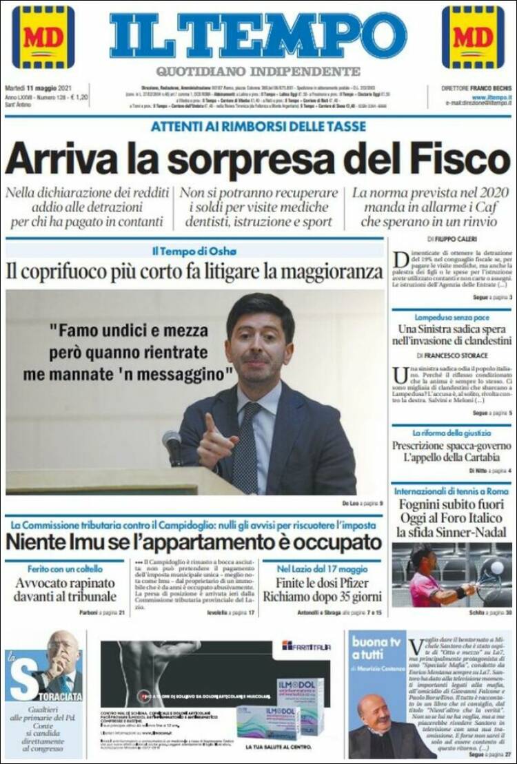Portada de Il Tempo (Italia)
