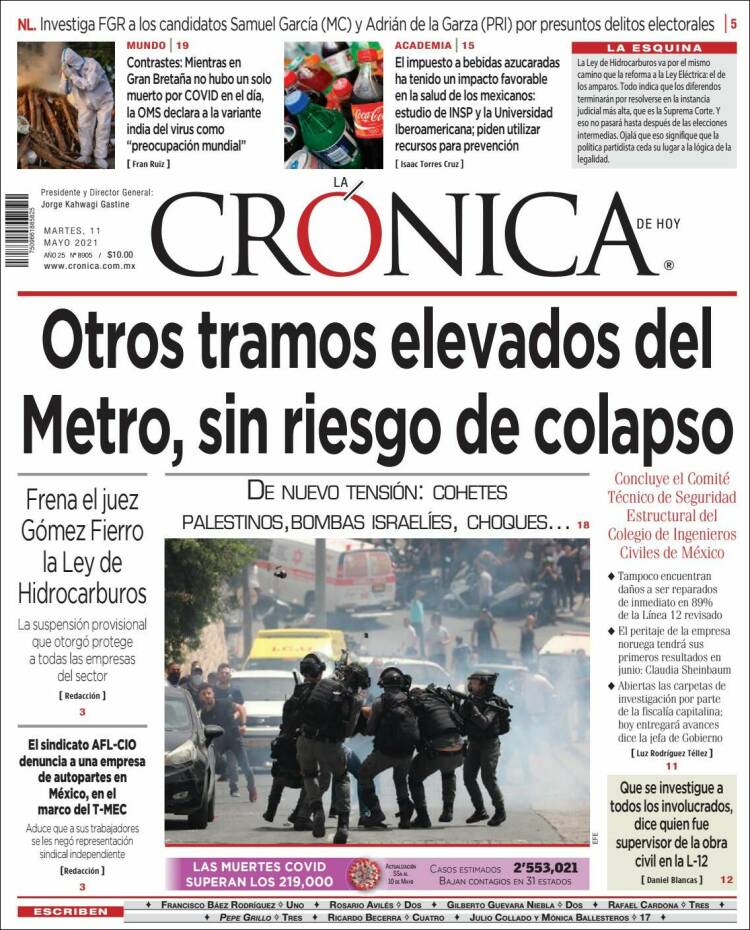 Portada de La Crónica de Hoy (México)