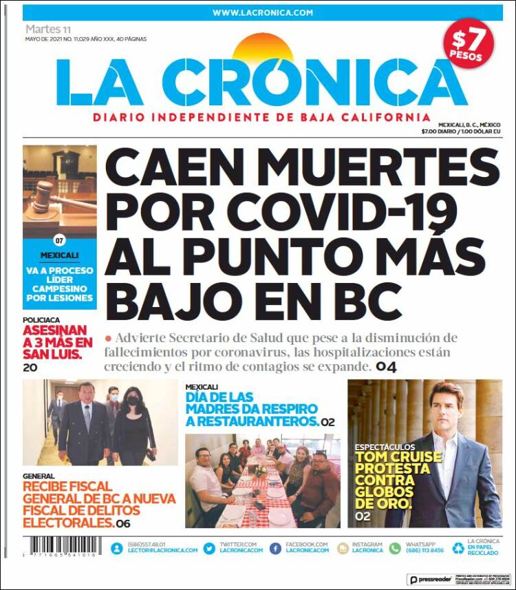 Portada de La Crónica de Baja California (México)