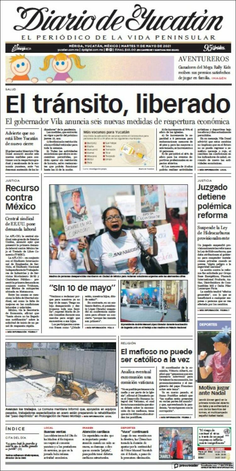 Portada de Diario de Yucatán (México)