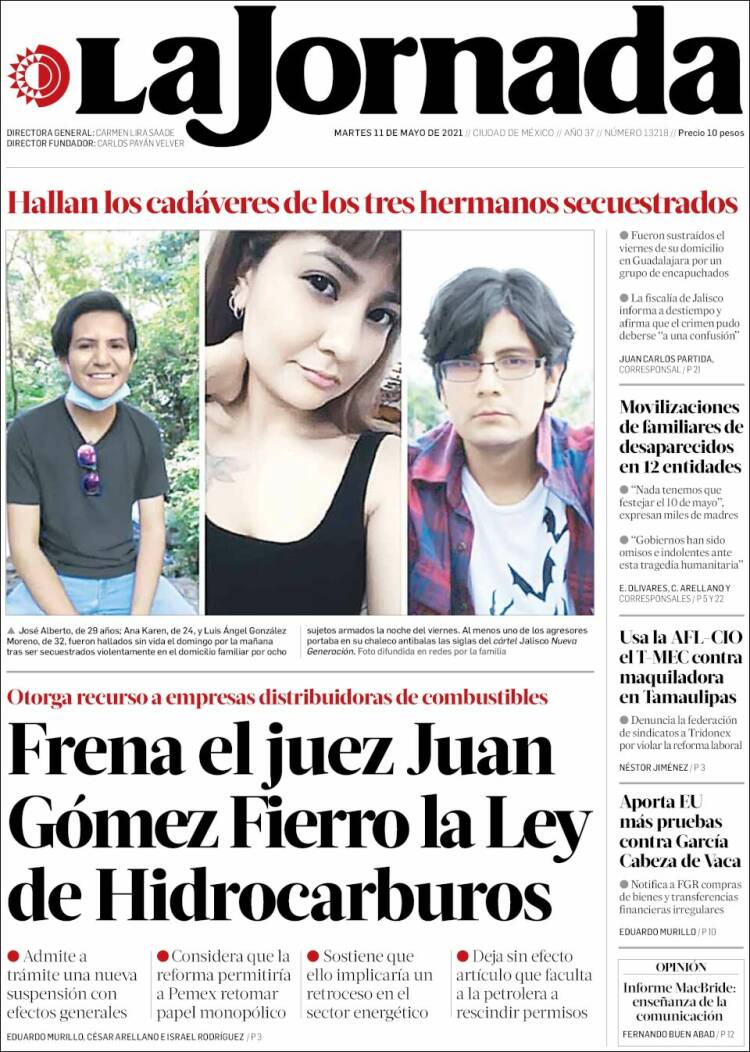 Portada de La Jornada (México)