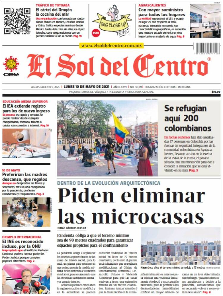 Portada de El Sol del Centro (México)