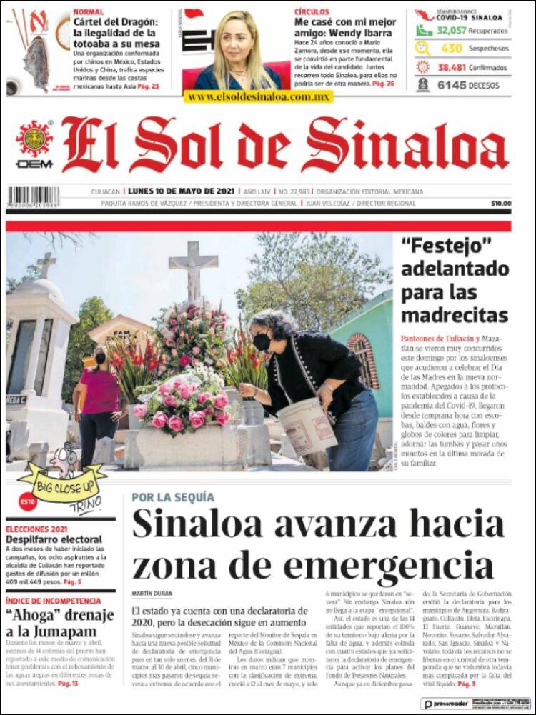 Portada de El Sol de Sinaloa (México)