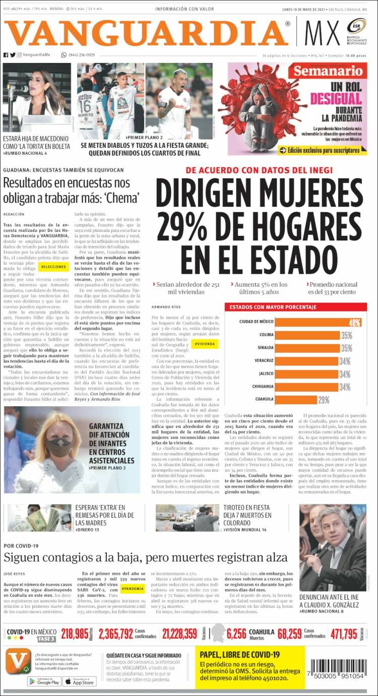 Portada de Vanguardia (México)