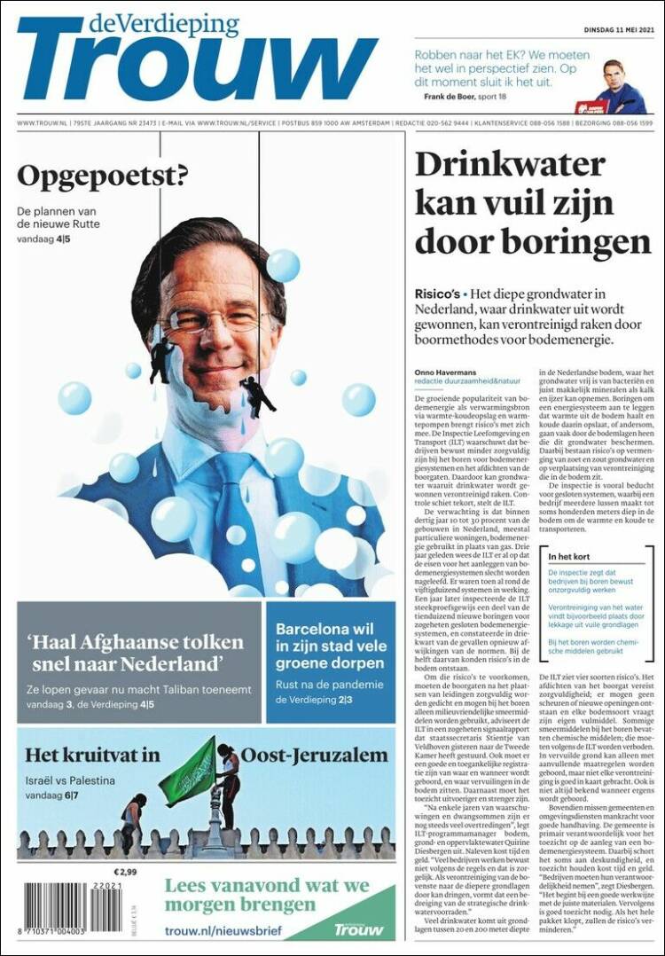 Portada de Trouw (Pa&iacute;ses Bajos)