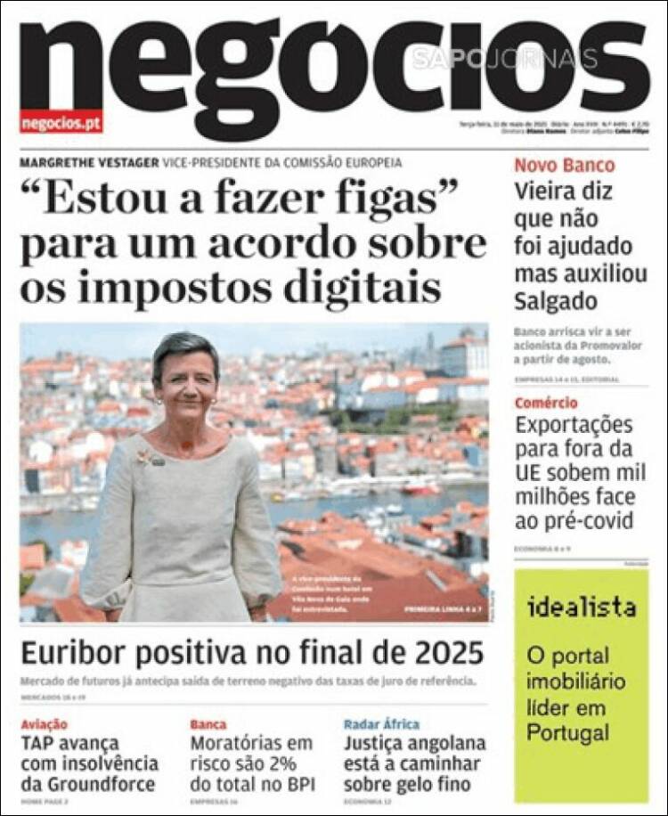 Portada de Jornal de Negócios (Portugal)