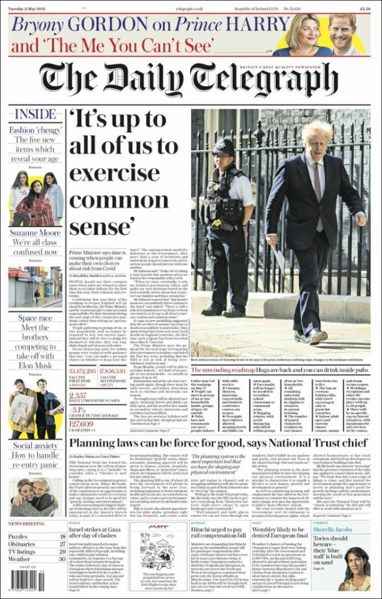 Portada de Daily Telegraph (Reino Unido)