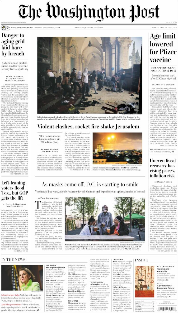 Portada de The Washington Post (USA)