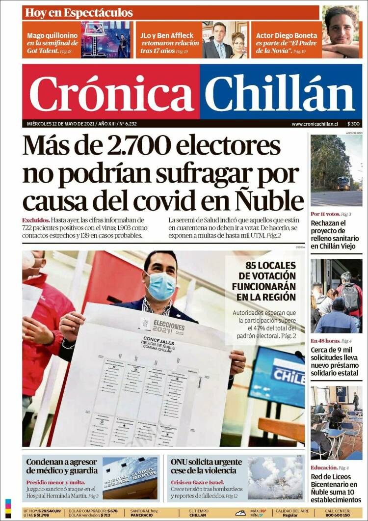 Portada de Crónica Chillán (Chile)